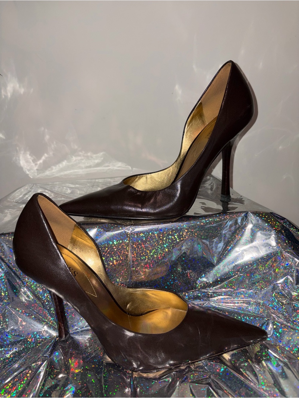 Guess Dark Brown Pointed Toe Stiletto Pumps - Picture 3 of 7